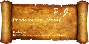 Prodanovics József névjegykártya
